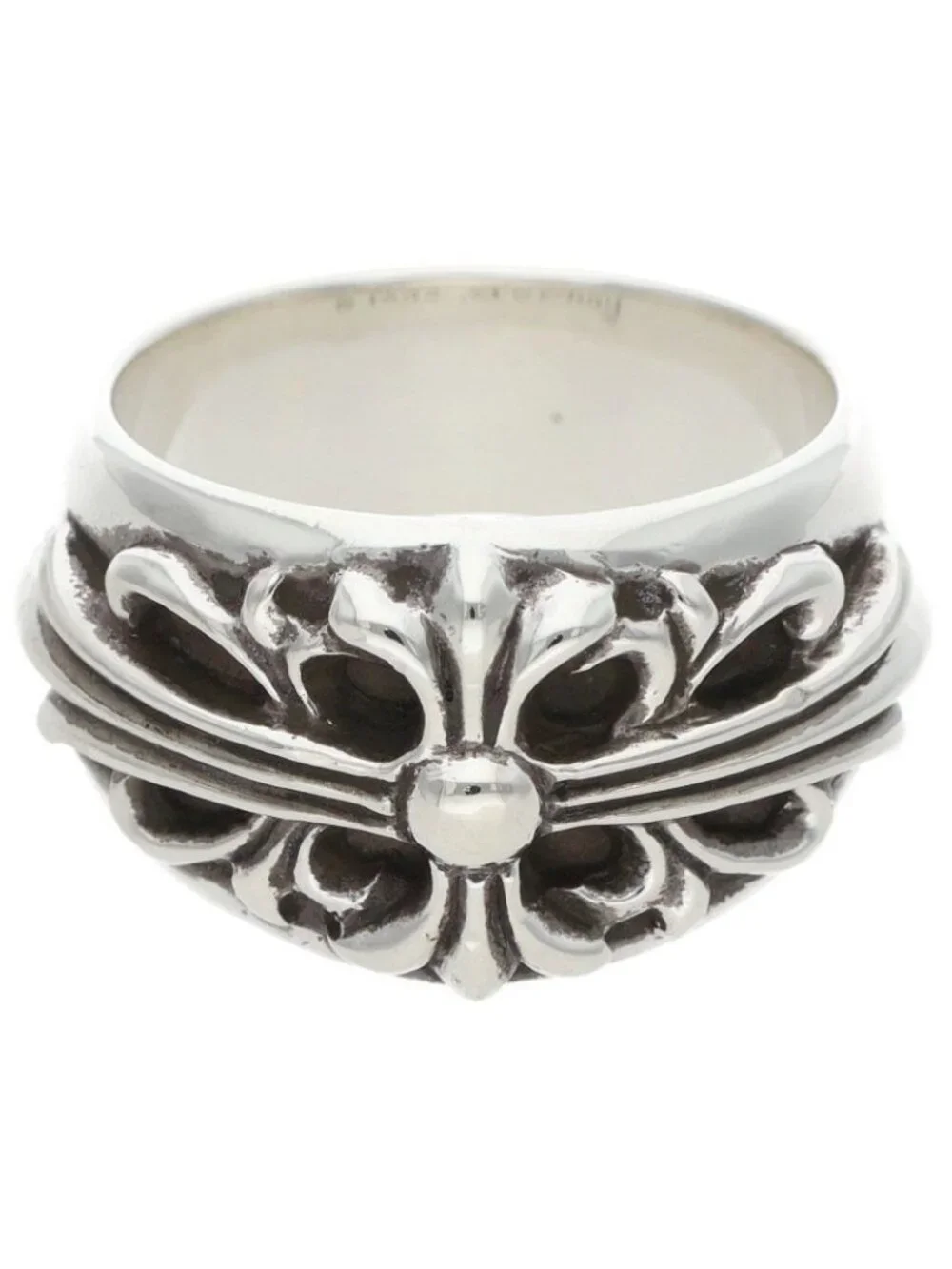 Chrome Hearts Flrl Floral Cross Silver Ring
